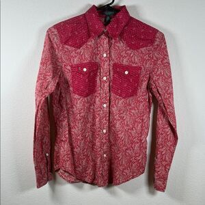 Lauren Ralph Lauren vintage large western red/white paisley/floral shirt